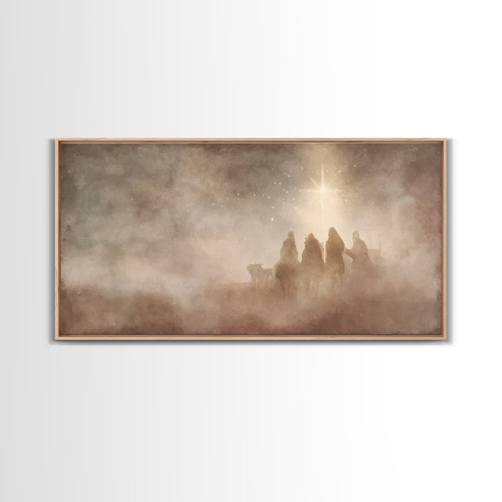 Holy Night Wonder – Framed Canvas Print – Christian Art Canvas – Christmas Wall Art – Christian Christmas Art – Christian Art Print – Moder