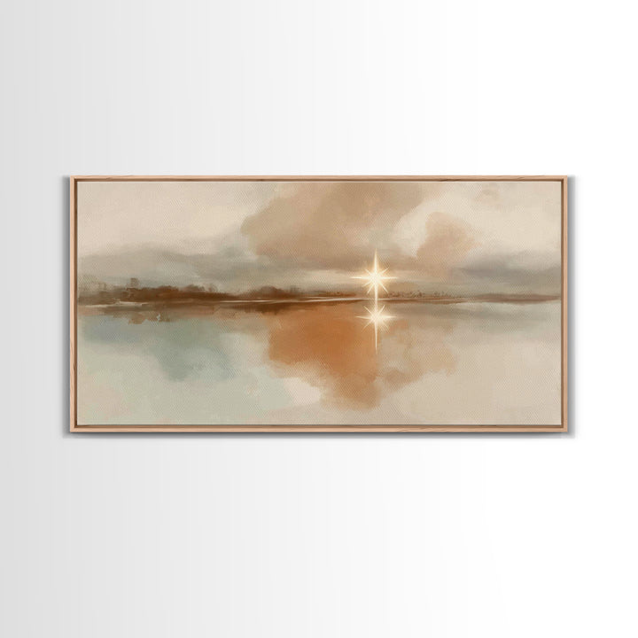 Star Over Stillness – Framed Canvas Print – Christian Art Canvas – Christian Wall Art – Minimalist Christian Art – Christmas Art – Christia