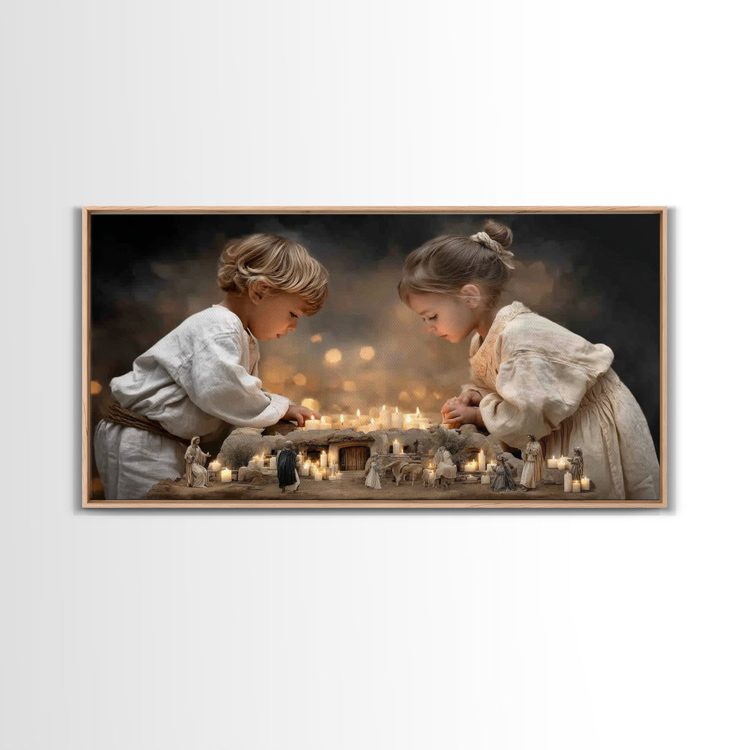 Little Lights Of Hope – Framed Canvas Print – Christian Christmas Art – Christian Wall Art – Christian Art Canvas – Christmas Art Prints –