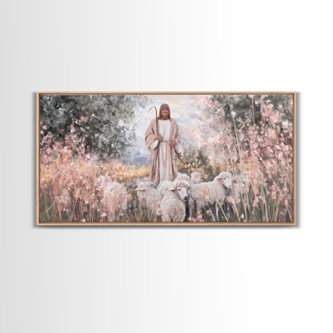Pastel Shepherd Light – Framed Canvas Print – Christian Art Canvas – Modern Christian Art – Christian Wall Art – Christian Art Print – Chri