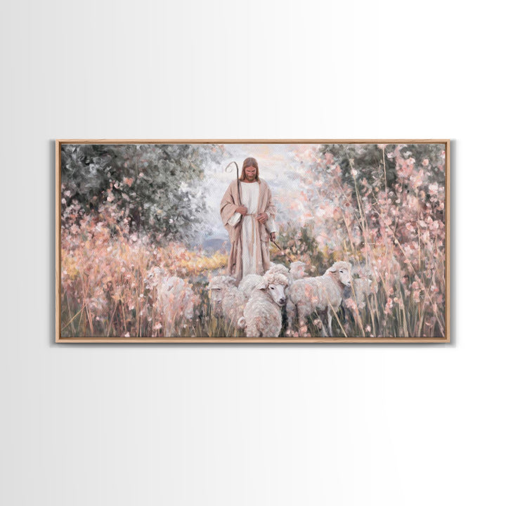 Pastel Shepherd Light – Framed Canvas Print – Christian Art Canvas – Modern Christian Art – Christian Wall Art – Christian Art Print – Chri