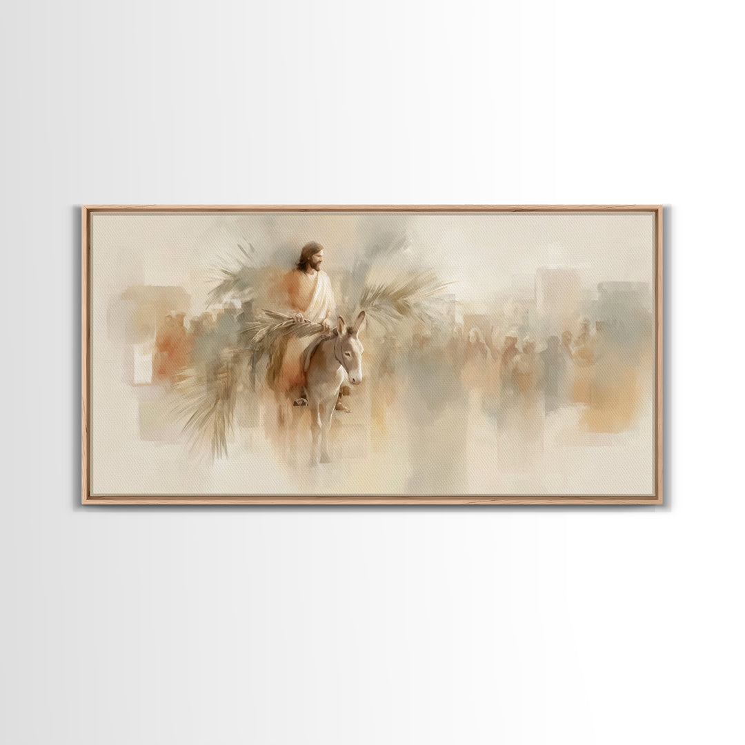 Palm Road Glory, Framed Canvas Print, Christian Wall Art, Jesus Painting, Christian Art Canvas, Christmas Art, Christian Gift Ideas