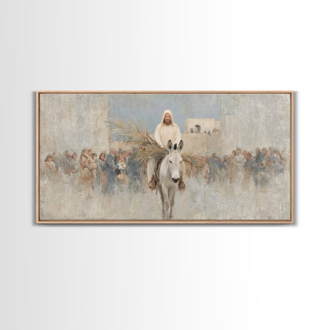 Humble Entry Light - Framed Canvas Print - Christian Art Canvas - Jesus Painting - Christian Wall Art - Christmas Art - Christian Decor
