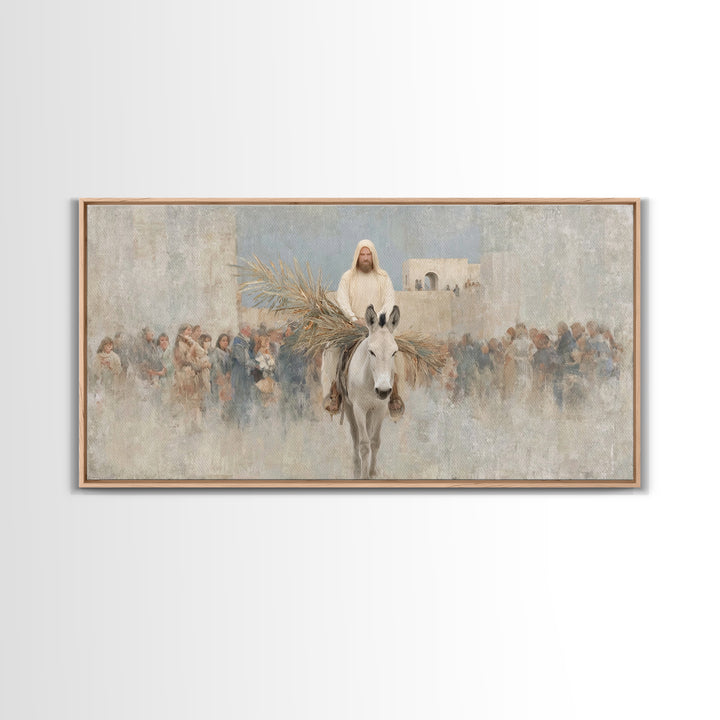 Humble Entry Light - Framed Canvas Print - Christian Art Canvas - Jesus Painting - Christian Wall Art - Christmas Art - Christian Decor