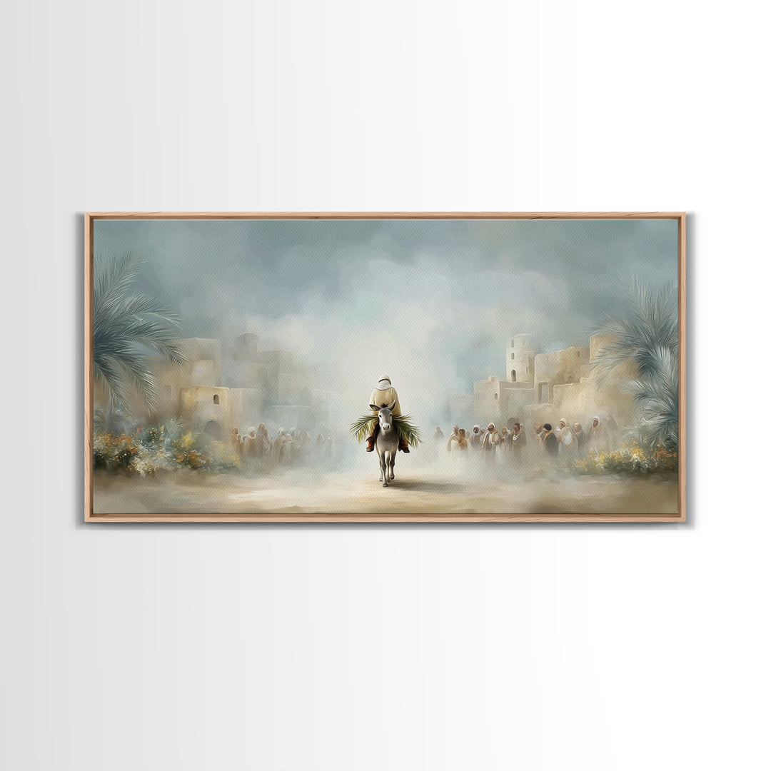 City Gate Arrival | Framed Canvas Print | Christian Art Canvas | Jesus Painting | Christian Wall Art | Christian Gift Ideas | Christmas Art