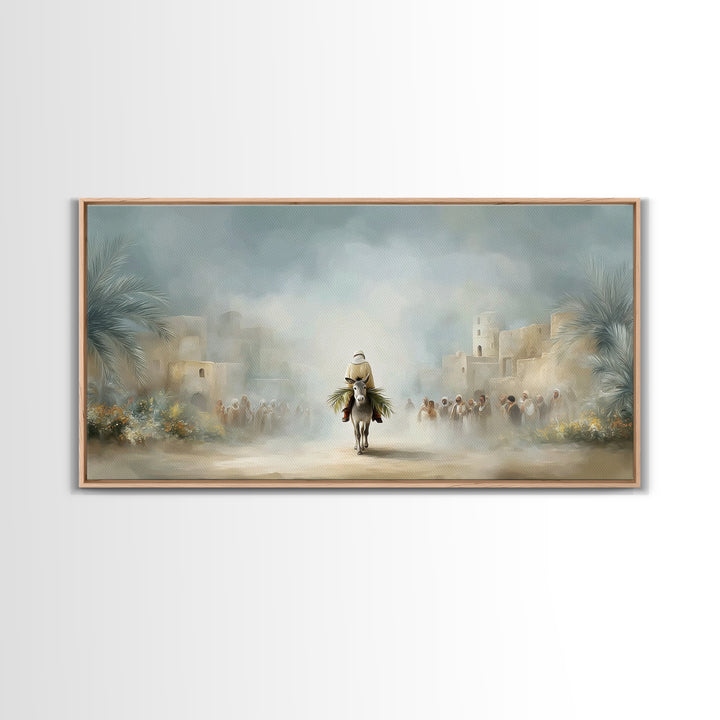 City Gate Arrival | Framed Canvas Print | Christian Art Canvas | Jesus Painting | Christian Wall Art | Christian Gift Ideas | Christmas Art