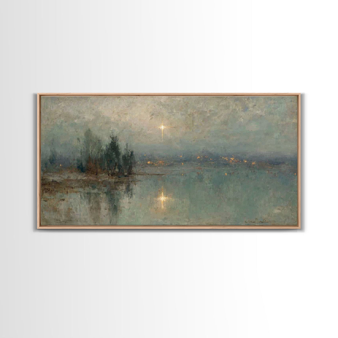 Midwinter Star Watch – Framed Canvas Print – Christmas Art – Christian Art Canvas – Christian Wall Art – Christian Christmas Art – Vintage