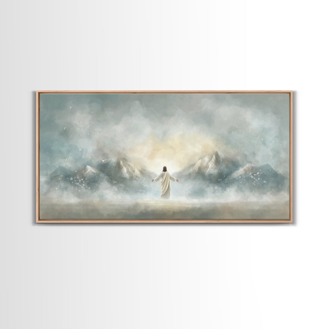 Peaceful Pastures, Framed Canvas Print, Christian Art Canvas, Christian Painting, Christian Wall Art, Christian Art, Jesus Painting