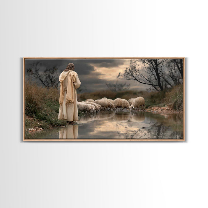 Garden Of Light, Framed Canvas Print, Christian Wall Art, Jesus Painting, Christian Art Canvas, Christian Gift Ideas, Modern Christian Art
