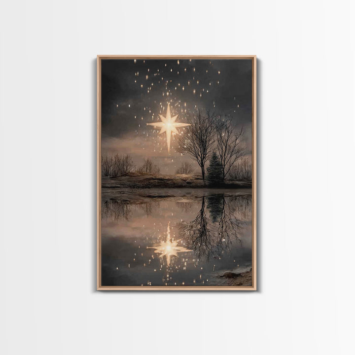 Star Of Hope – Framed Canvas Print – Christian Christmas Art – Christian Art Canvas – Christian Wall Art – Moody Christian Art – Christmas