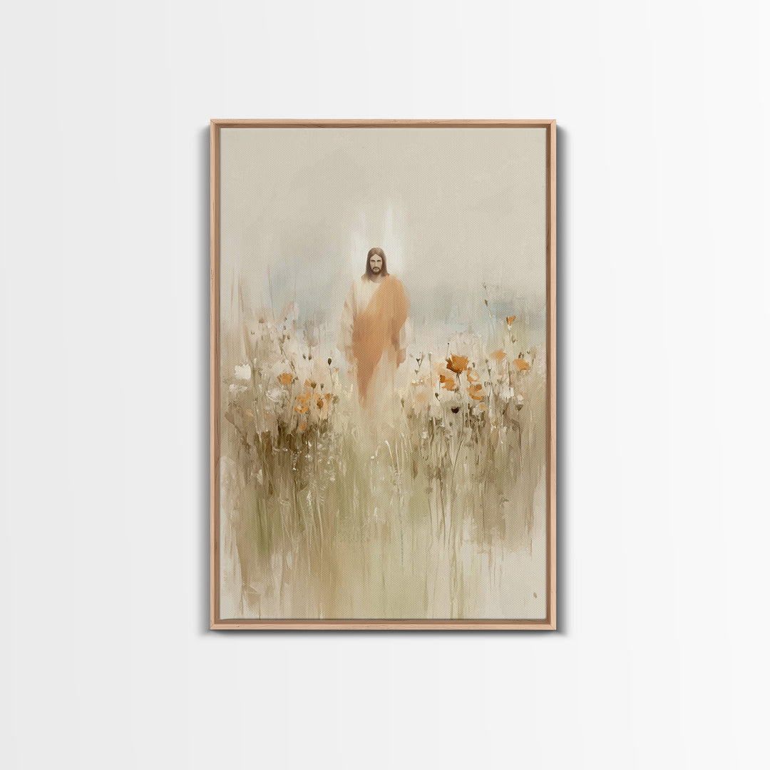 Flowers of His Mercy – Framed Canvas Print – Christian Art Canvas – Minimalist Christian Art – Jesus Painting – Christian Wall Art