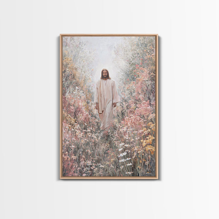 Radiant Garden Light | Framed Canvas Print | Christian Art Canvas | Jesus Painting | Modern Christian Art | Christian Wall Art | Christian