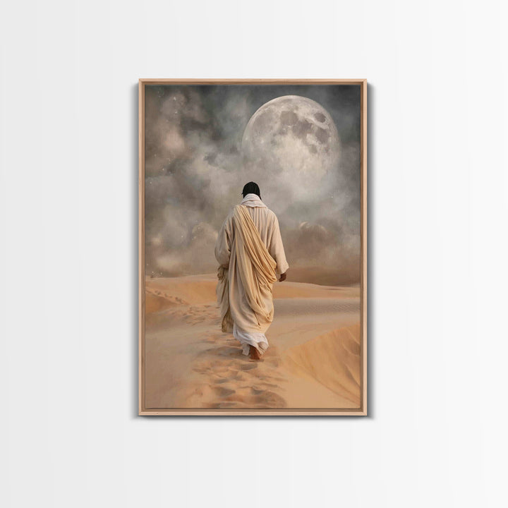 Silent Dawn Path – Framed Canvas Print – Jesus Painting – Christian Wall Art – Subtle Christian Art – Christian Art Canvas – Christian Gift