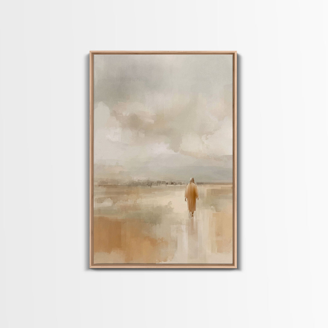 Quiet Pilgrim Path | Framed Canvas Print | Christian Wall Art | Jesus Painting | Christian Art Canvas | Subtle Christian Art | Christian De