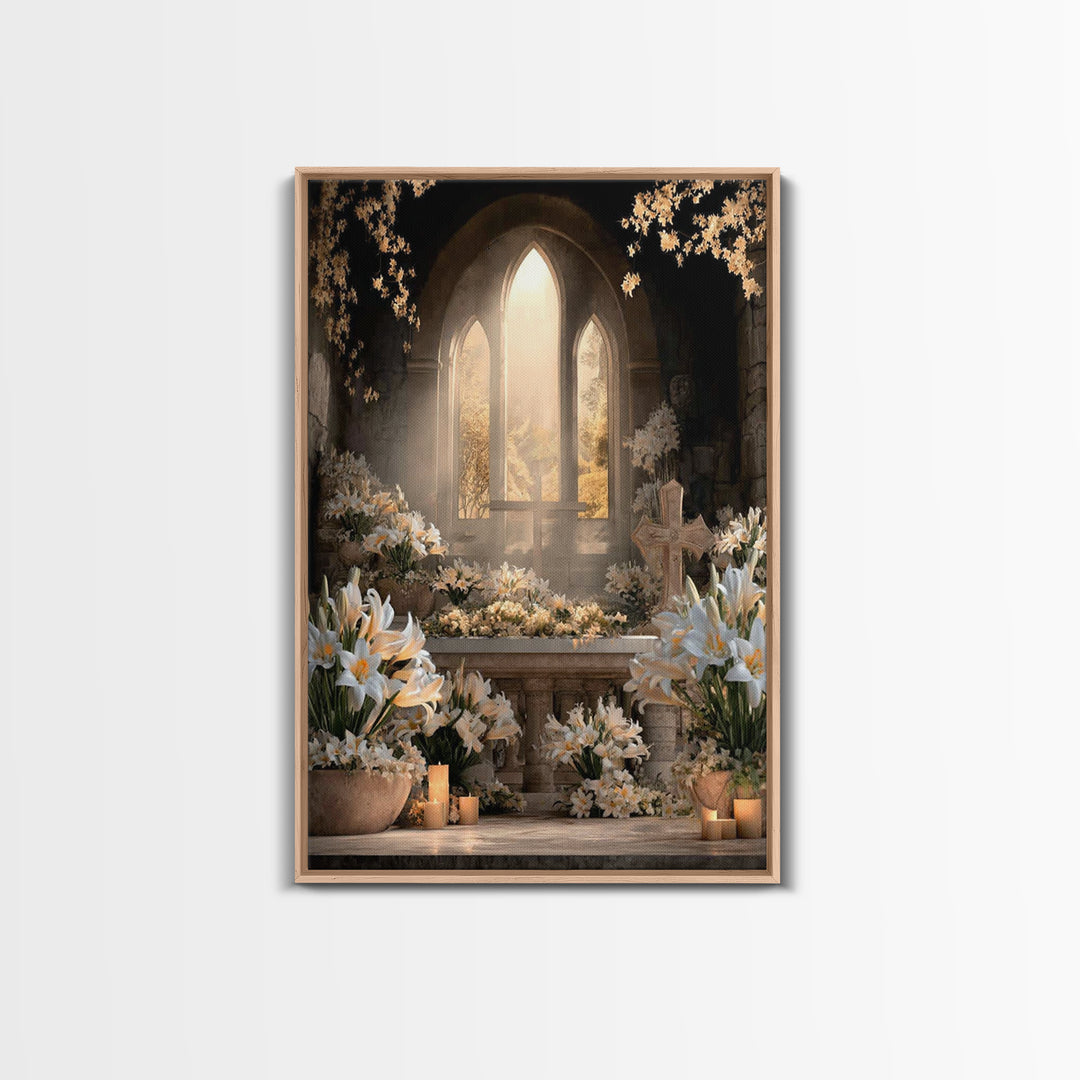 Sanctuary Blossoms – Framed Canvas Print – Christian Art Canvas – Christian Wall Art – Christian Christmas Art – Christmas Art – Christian