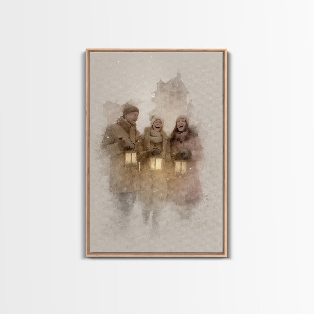 Joyful Gathering – Framed Canvas Print – Christian Wall Art – Christian Art Canvas – Christmas Art – Christian Christmas Decor