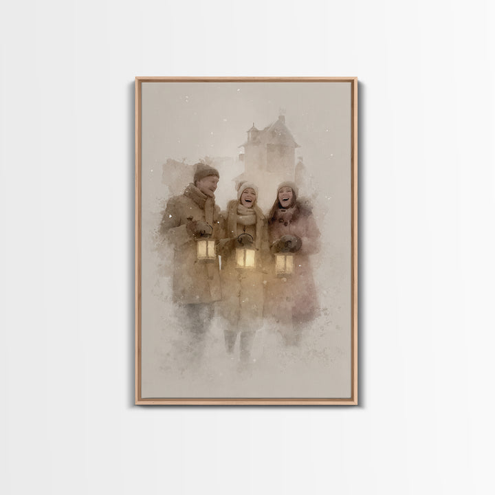 Joyful Gathering – Framed Canvas Print – Christian Wall Art – Christian Art Canvas – Christmas Art – Christian Christmas Decor