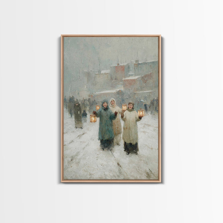 Snowy Companions – Framed Canvas Print – Christian Art Canvas – Christmas Wall Art – Christian Christmas Art – Christian Decor