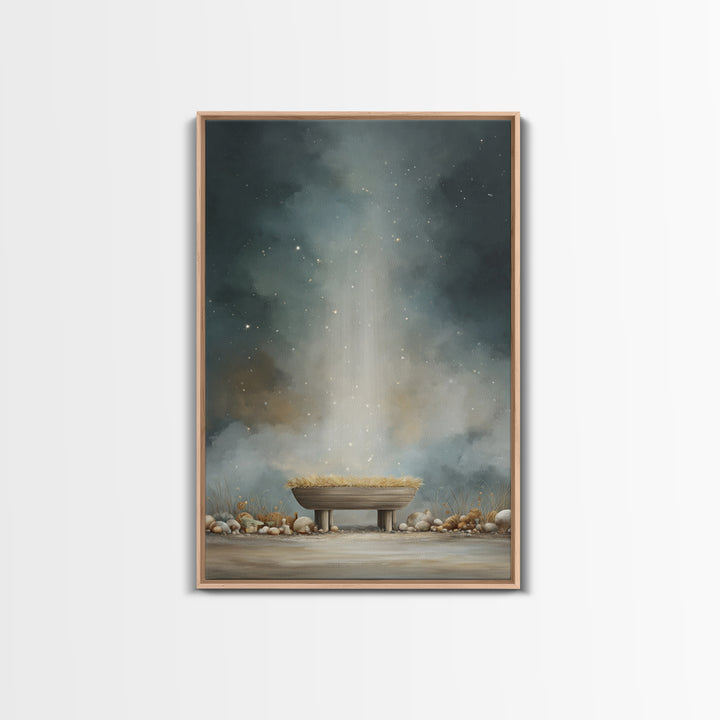 Holy Manger Light – Framed Canvas Print – Christian Wall Art – Christian Art Canvas – Christmas Art – Christian Christmas Art