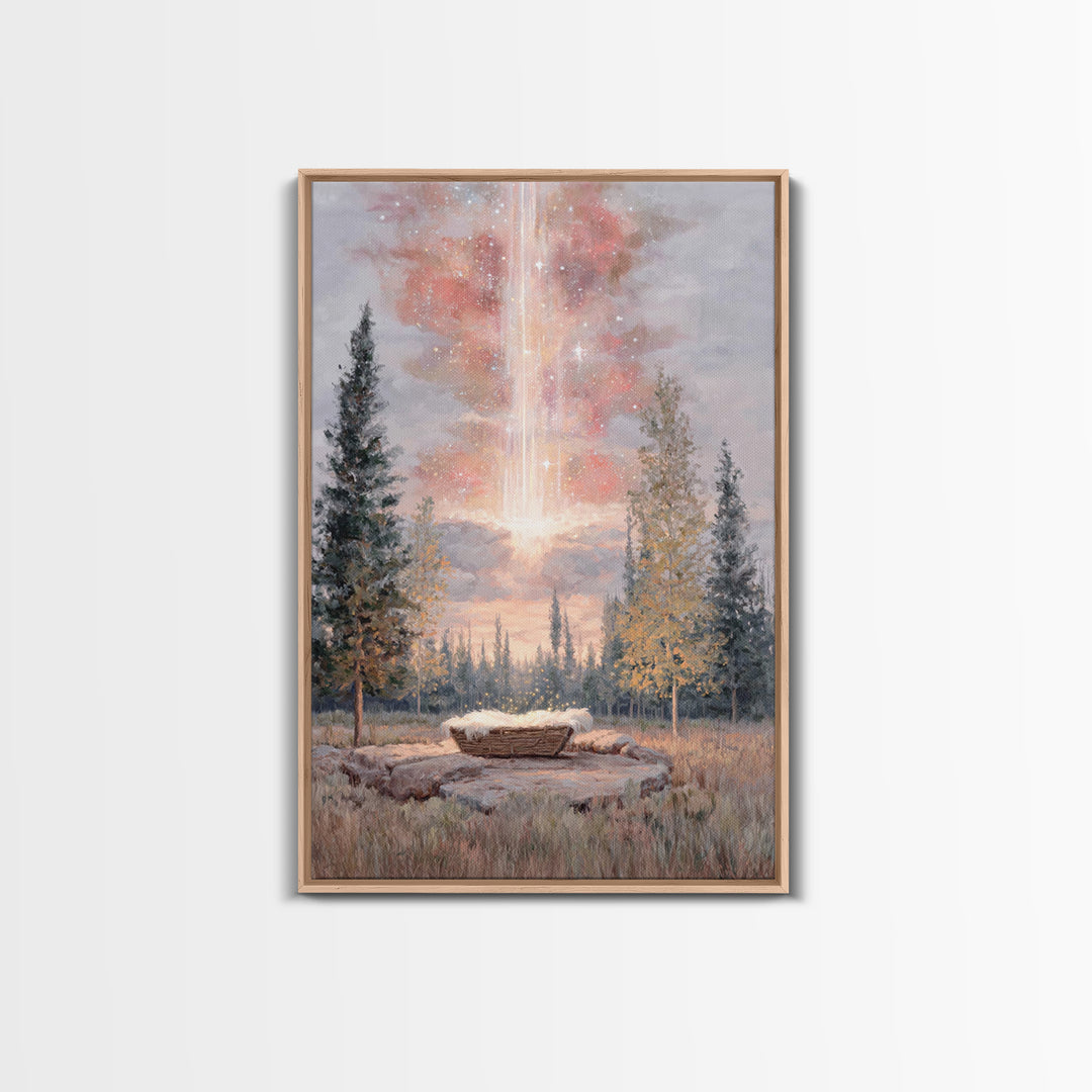 Celestial Birth Glory – Framed Canvas Print – Christian Wall Art – Christmas Art – Christian Art Canvas – Christian Christmas Art