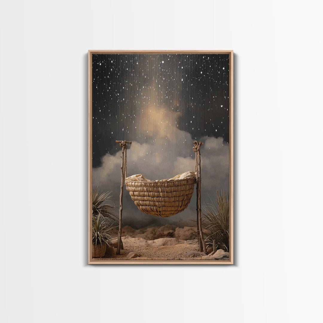Night Of Promise – Framed Canvas Print – Christian Wall Art – Christian Christmas Art – Christian Art Canvas – Christmas Art