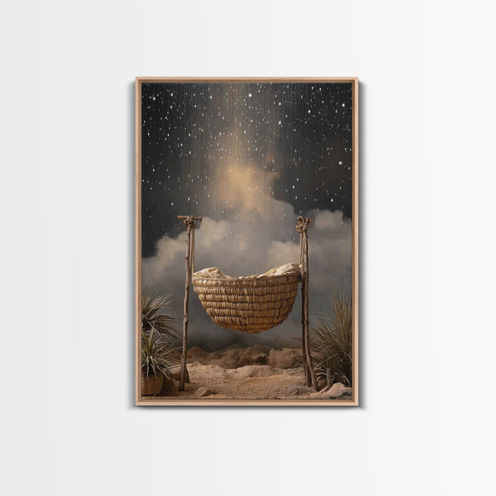 Night Of Promise – Framed Canvas Print – Christian Wall Art – Christian Christmas Art – Christian Art Canvas – Christmas Art