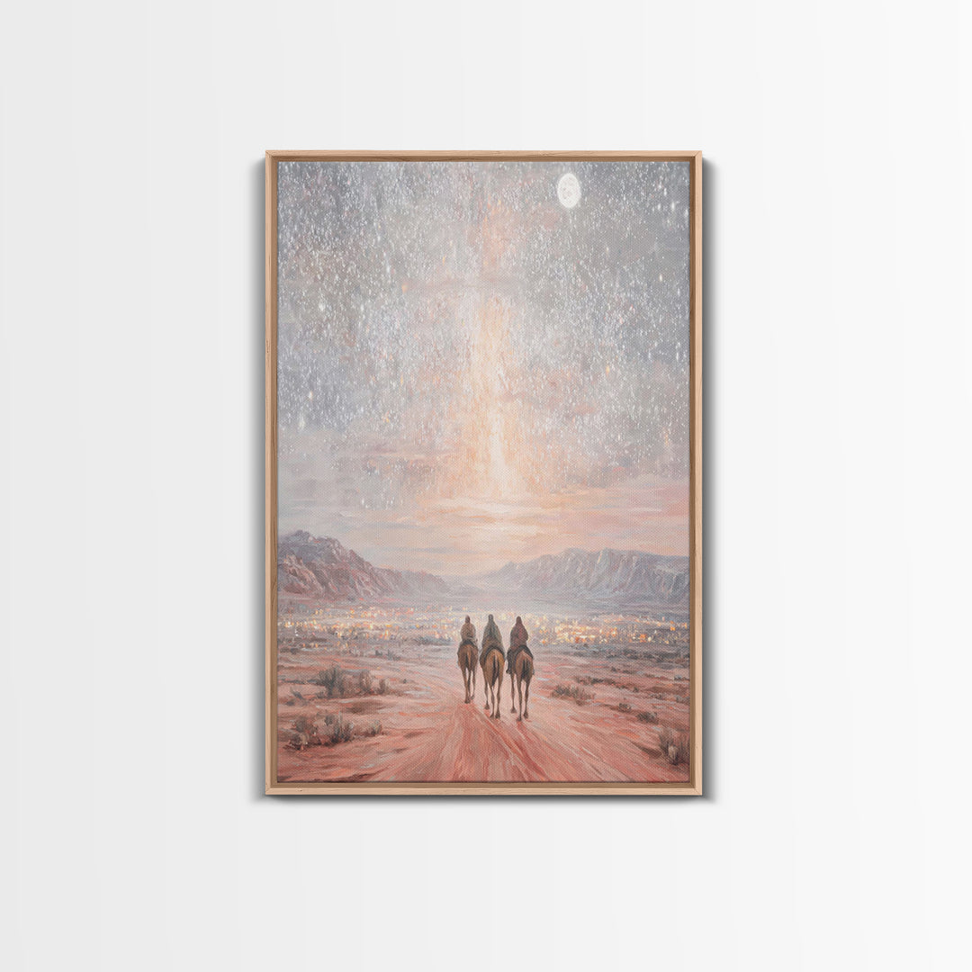 Journey By Starlight – Framed Canvas Print – Christian Art Canvas – Christian Wall Art – Christmas Art – Christian Christmas Decor