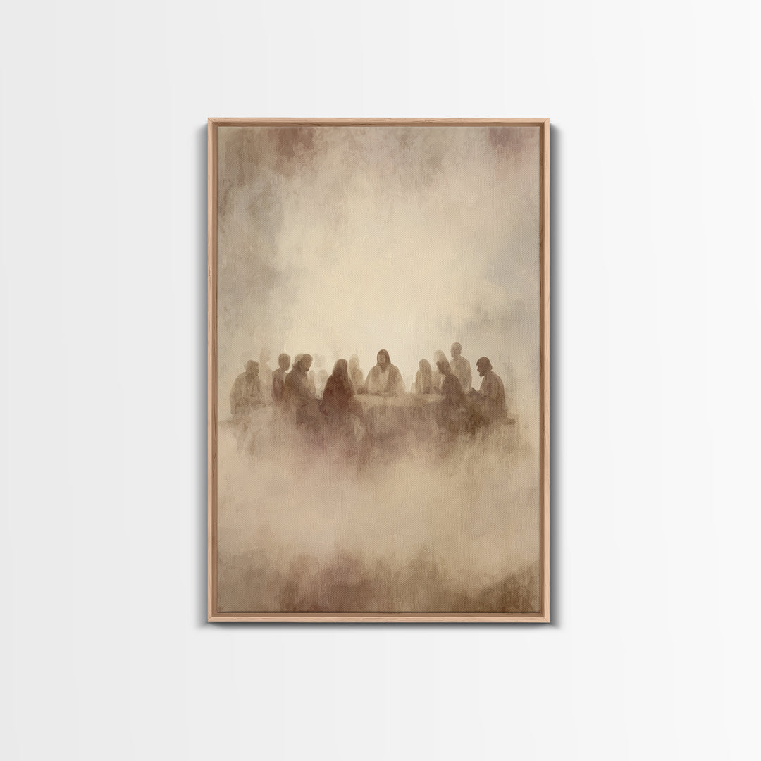 Supper In The Mist, Framed Canvas Print, Christian Wall Art, Jesus Art Print, Christian Art Canvas, Subtle Christian Art, Christian Gift Id
