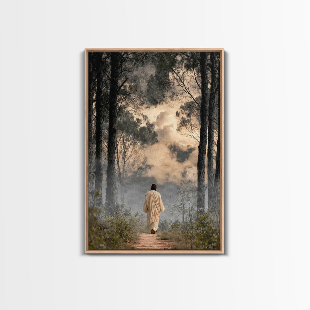 Forest Reverence | Framed Canvas Print | Christian Art Canvas | Jesus Painting | Christian Wall Art | Moody Christian Art | Christian Gift