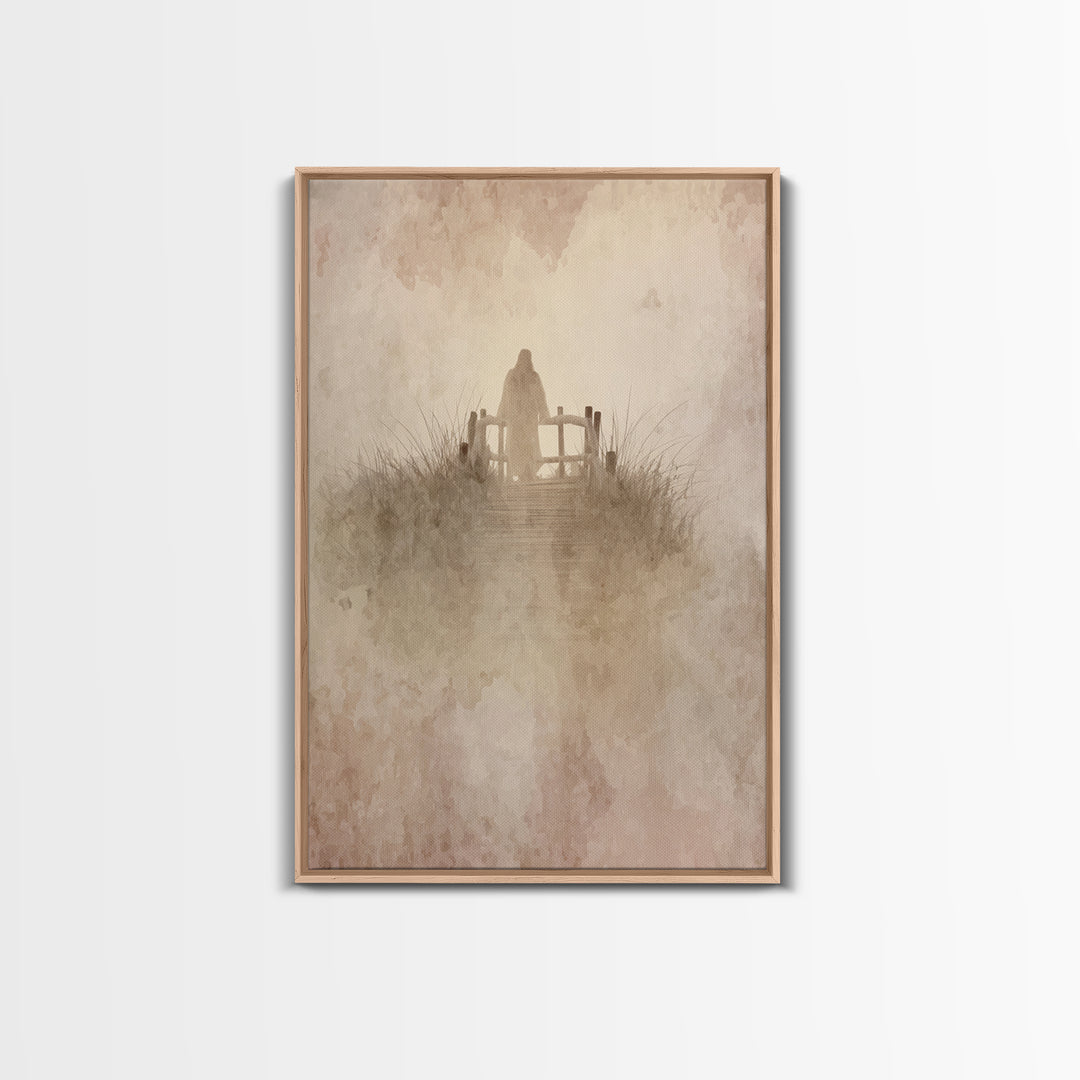 Heavenly Crossing | Framed Canvas Print | Christian Wall Art | Jesus Painting | Christian Art Canvas | Christian Christmas Art | Christian