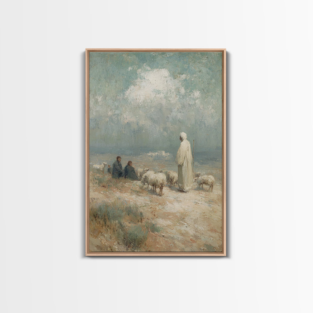 Shepherd’s Calling – Framed Canvas Print – Christian Art Canvas – Christian Wall Art – Christian Painting – Vintage Christian Art – Christi