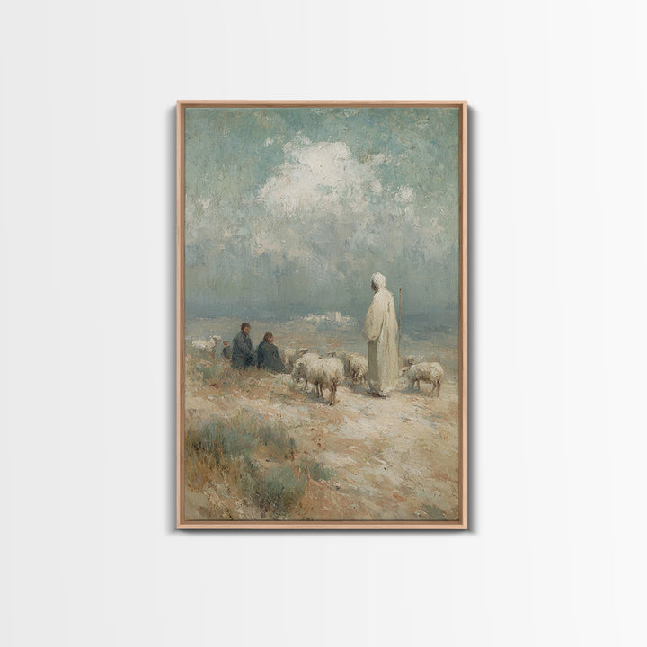 Shepherd’s Calling – Framed Canvas Print – Christian Art Canvas – Christian Wall Art – Christian Painting – Vintage Christian Art – Christi