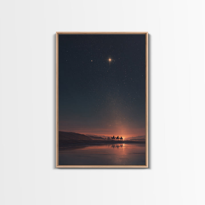 Midnight Star – Framed Canvas Print – Christmas Wall Art – Christian Christmas Art – Christian Art Canvas – Christian Decor – Christian Gif