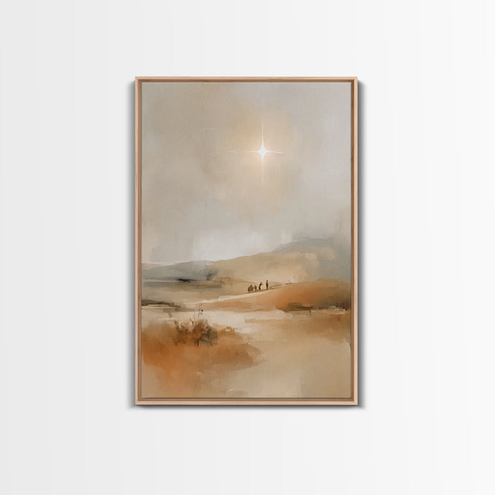 Desert Light Journey – Framed Canvas Print – Christian Art – Christmas Canvas Wall Art – Christian Painting – Jesus Christmas Art