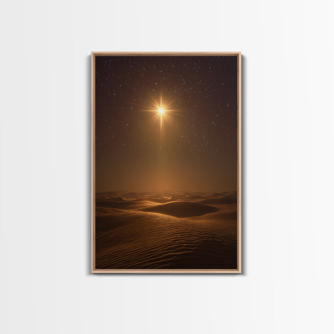 Radiant Night Star – Framed Canvas Print – Christian Wall Art – Christmas Art Prints – Christian Art Gift – Modern Christian Art