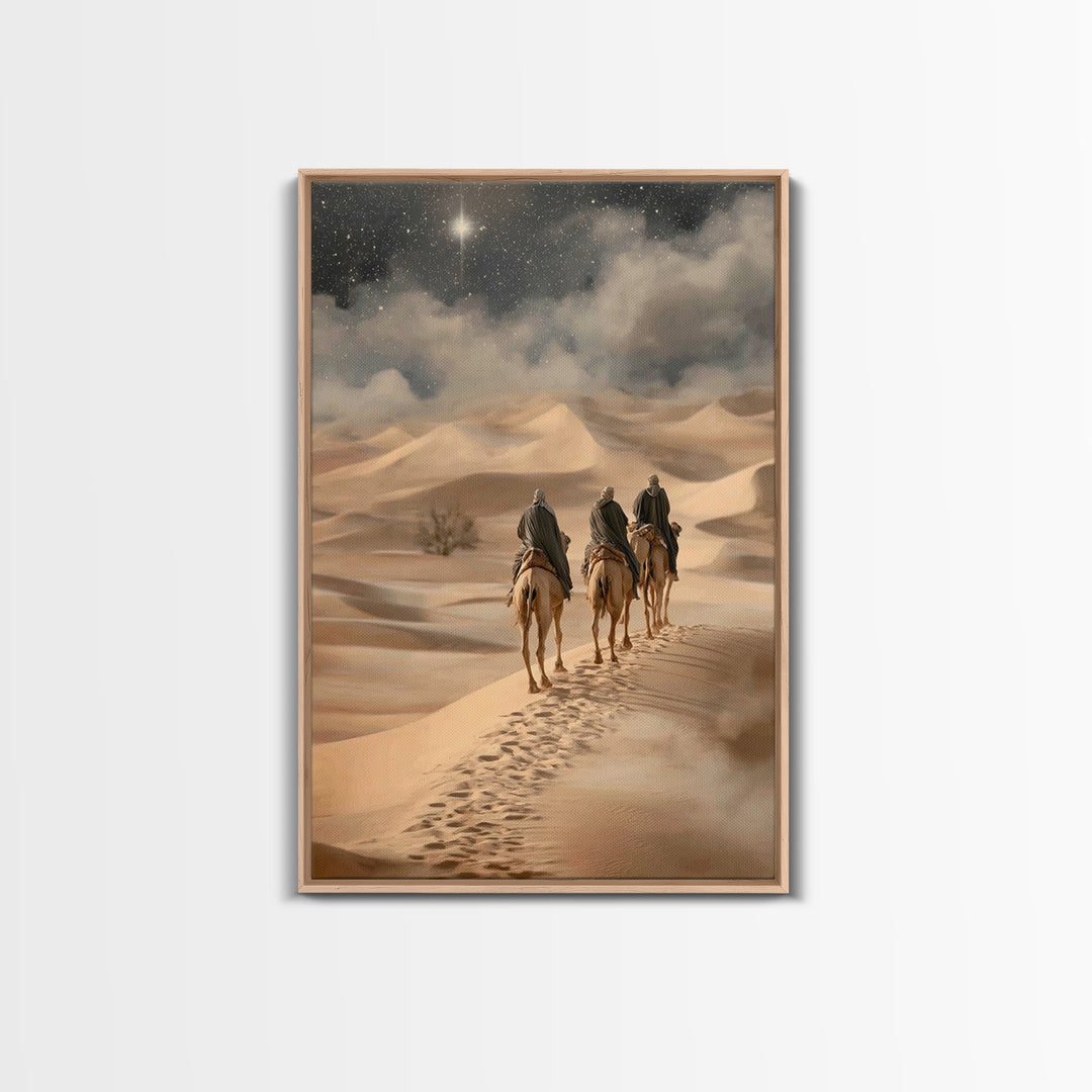Three Kings Path – Framed Canvas Print – Christian Art Work – Christmas Wall Art – Jesus Christmas Art – Christian Gift Ideas