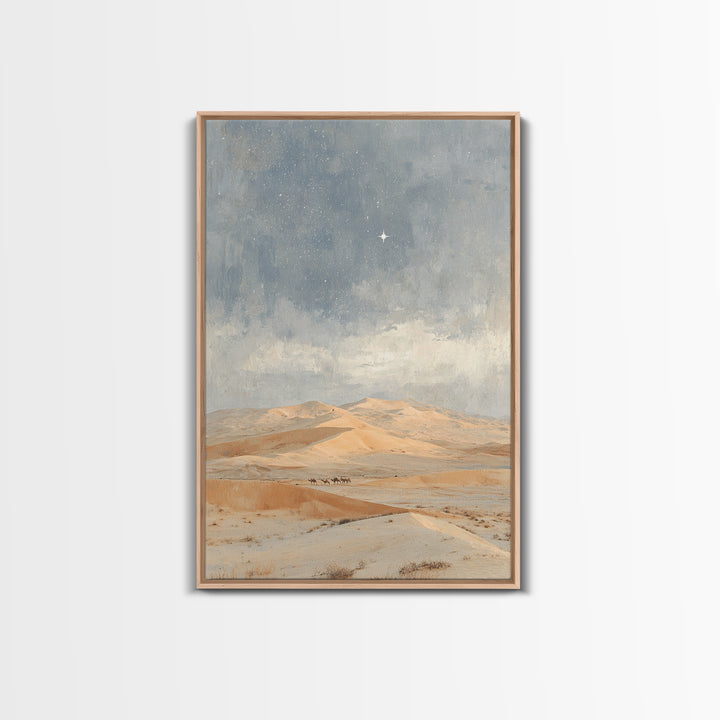 Kings In The Dunes – Framed Canvas Print – Christian Art Canvas – Christmas Art Framed – Jesus Painting – Christian Christmas Art