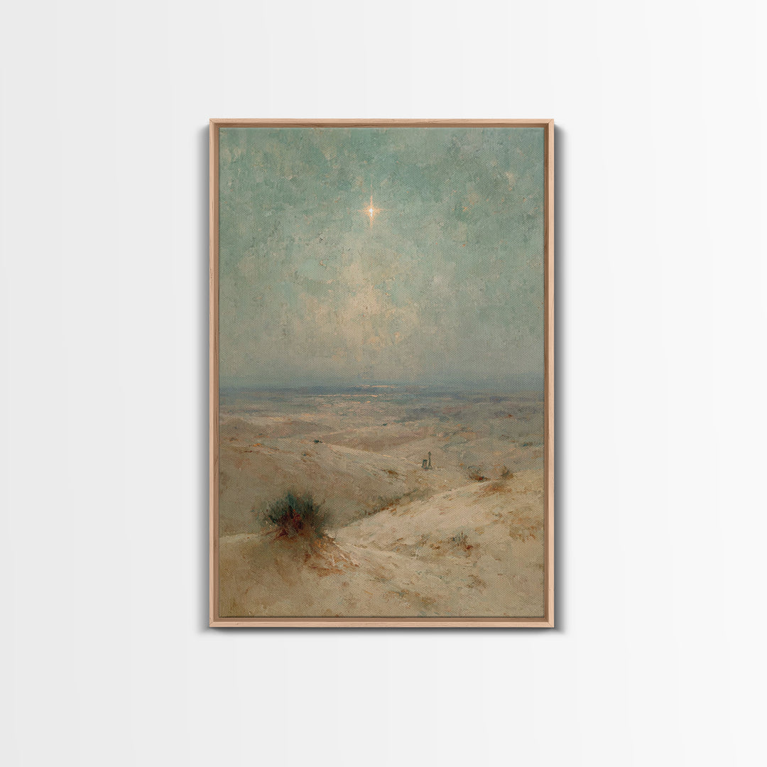 Silent Holy Star – Framed Canvas Print – Christian Art Painting – Christmas Wall Art – Christian Art Gift – Subtle Christian Art