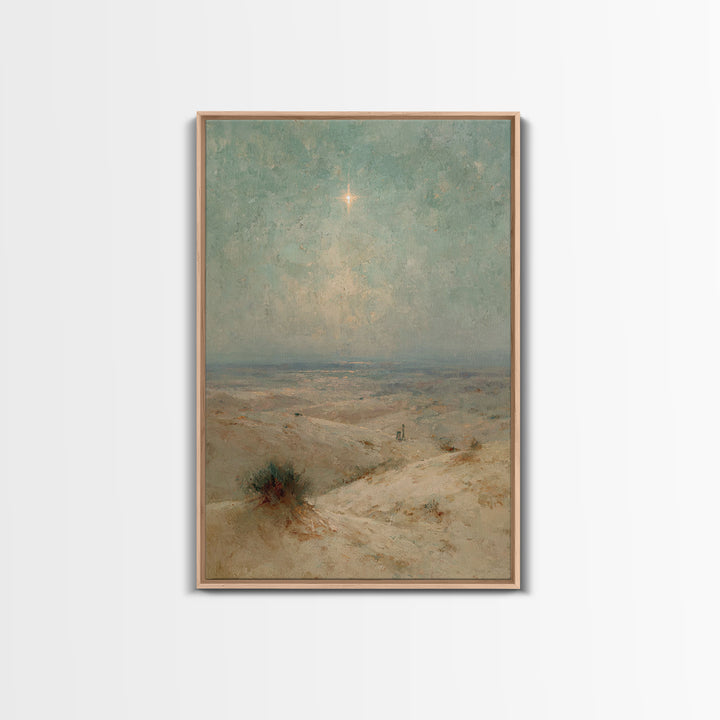 Silent Holy Star – Framed Canvas Print – Christian Art Painting – Christmas Wall Art – Christian Art Gift – Subtle Christian Art