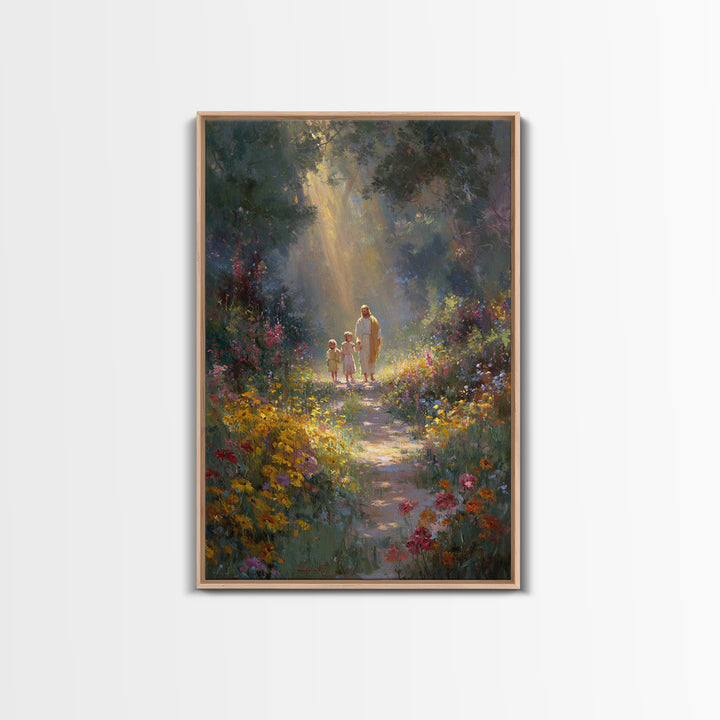 Garden Of Peace - Framed Canvas Print - Christian Wall Art - Jesus Painting - Christian Art Canvas - Christian Gift - Christmas Art