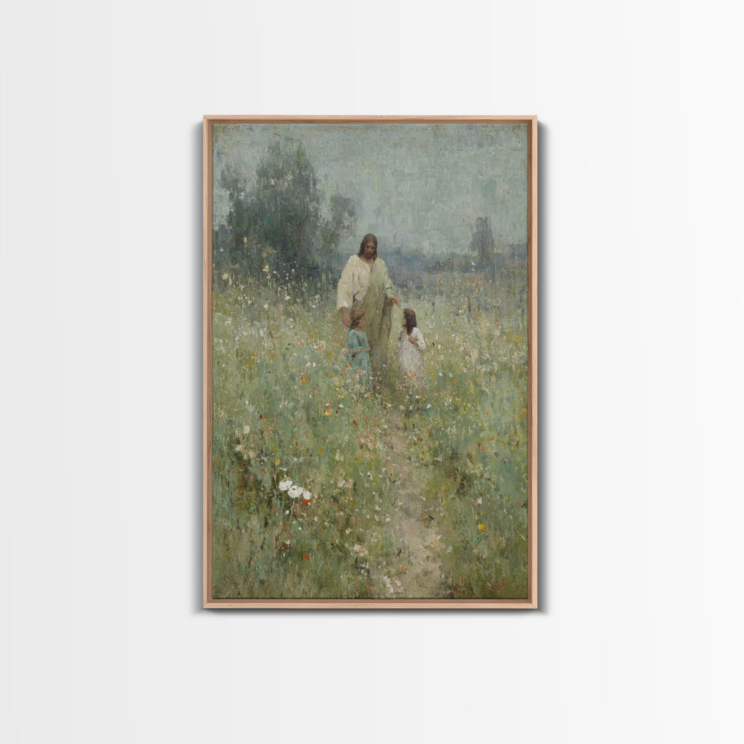 Fields Of Grace , Framed Canvas Print, Christian Art Canvas, Christian Wall Art, Jesus Painting, Christian Gift Ideas, Christian Christmas