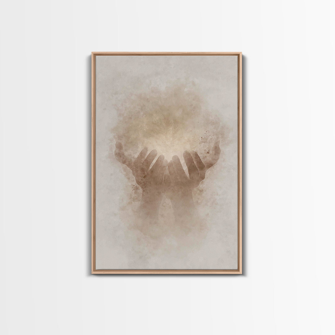 Grace In Hands – Framed Canvas Print – Christian Wall Art – Christian Art Canvas – Minimalist Christian Art – Christian Gift – Subtle Chris