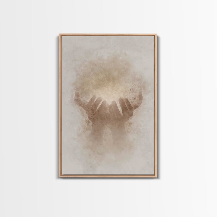 Grace In Hands – Framed Canvas Print – Christian Wall Art – Christian Art Canvas – Minimalist Christian Art – Christian Gift – Subtle Chris