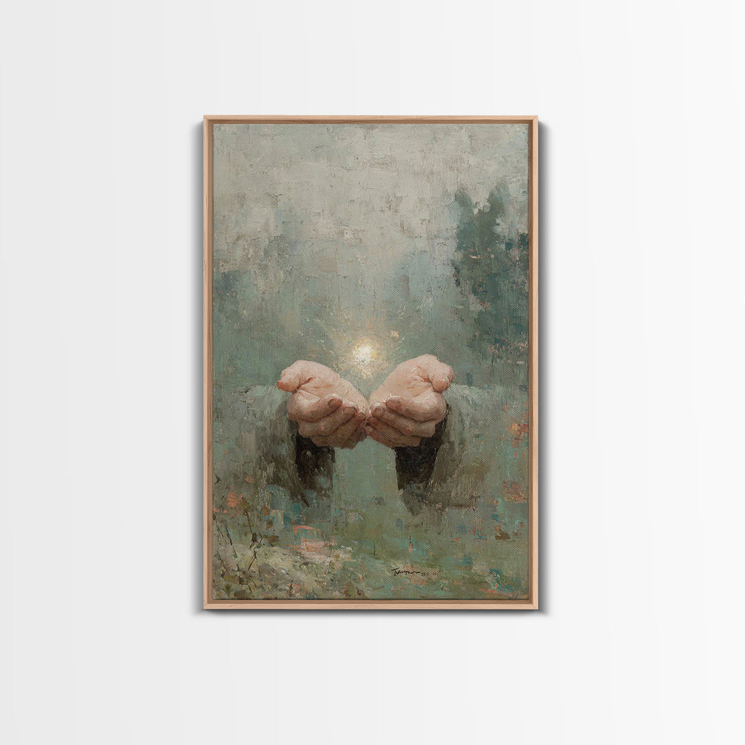 Light Of Offering | Framed Canvas Print | Christian Art Canvas | Christian Wall Art | Modern Christian Art | Christian Gift Ideas | Jesus P