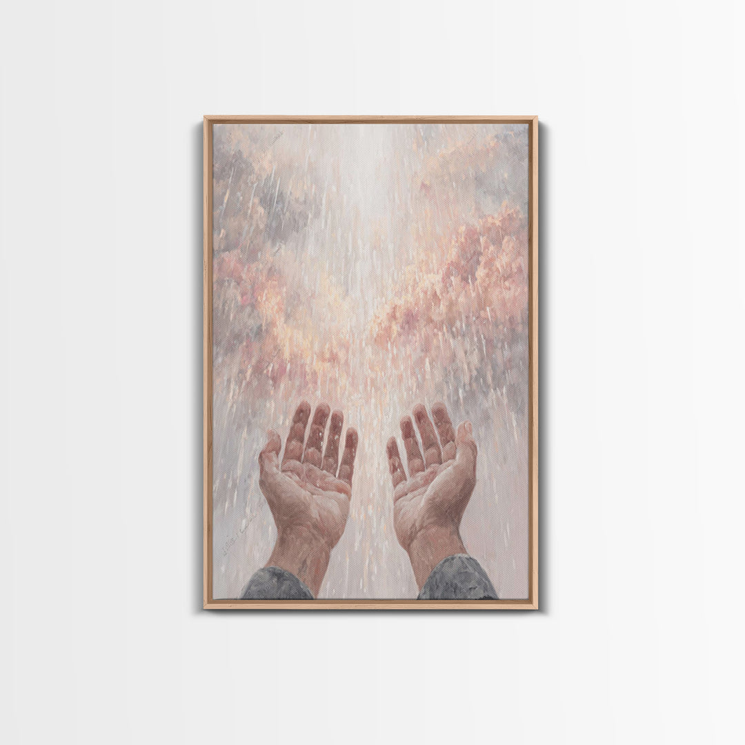 Heaven’s Rain , Framed Canvas Print, Christian Wall Art, Christian Art Canvas, Christian Painting, Christian Gift, Large Christian Art