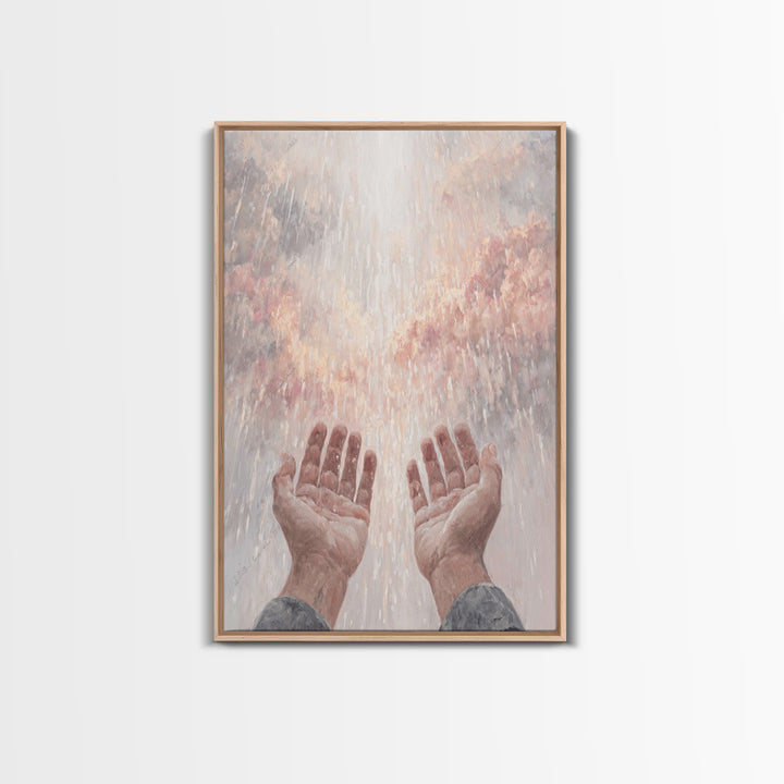 Heaven’s Rain , Framed Canvas Print, Christian Wall Art, Christian Art Canvas, Christian Painting, Christian Gift, Large Christian Art
