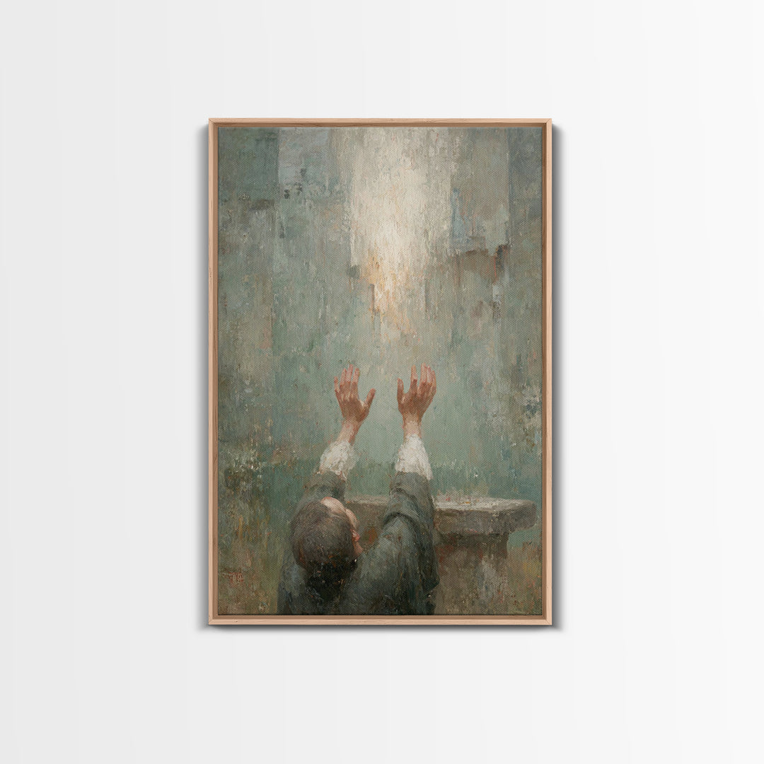 Reaching Light , Framed Canvas Print, Christian Art Canvas, Christian Wall Art, Christian Art, Abstract Christian Art, Christian Gift