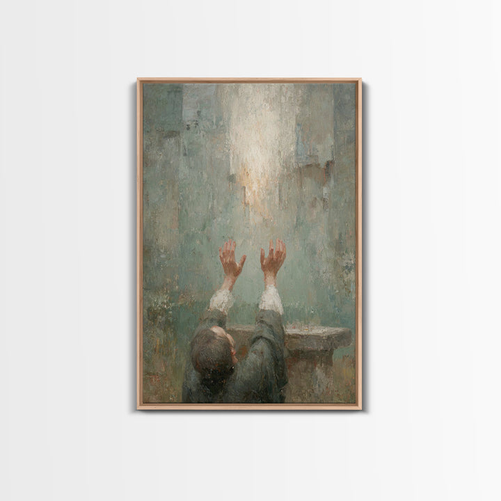 Reaching Light , Framed Canvas Print, Christian Art Canvas, Christian Wall Art, Christian Art, Abstract Christian Art, Christian Gift