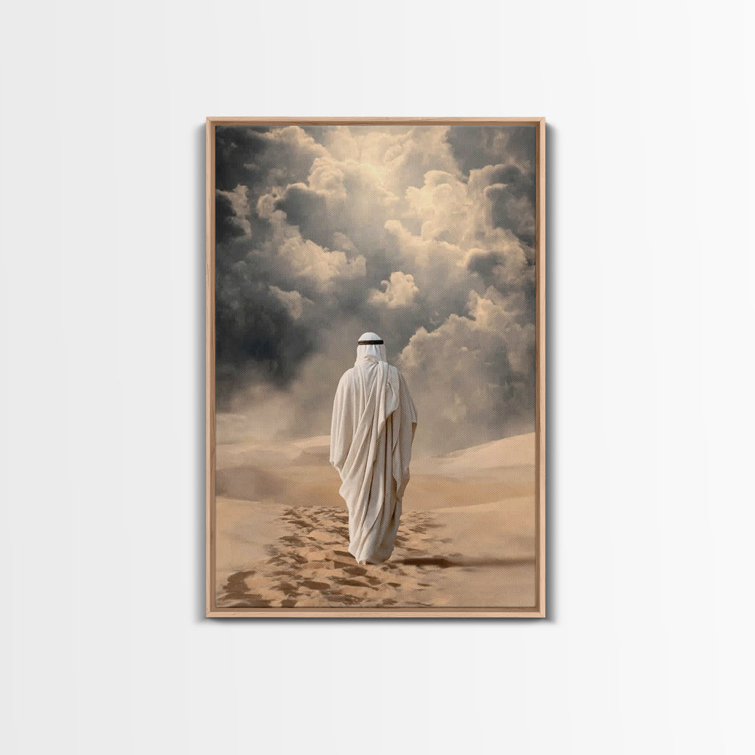 Desert Walk Light – Framed Canvas Print – Christian Art Canvas – Christian Wall Art – Jesus Painting – Modern Christian Art – Christian Gif