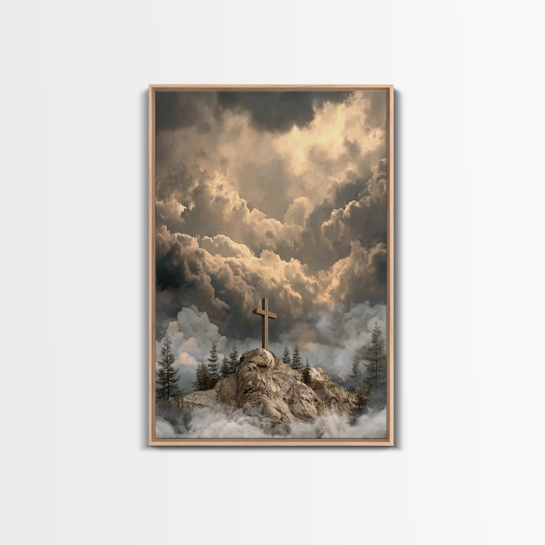 Light Over Zion – Framed Canvas Print – Christian Wall Art – Christian Art Work – Subtle Christian Paintings – Moody Christmas Art – Christ